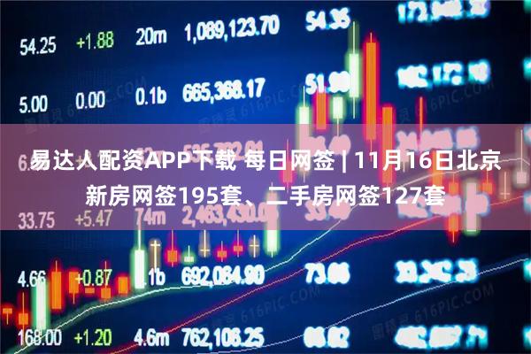 易达人配资APP下载 每日网签 | 11月16日北京新房网签195套、二手房网签127套
