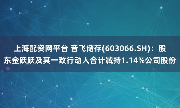 上海配资网平台 音飞储存(603066.SH)：股东金跃跃及其一致行动人合计减持1.14%公司股份
